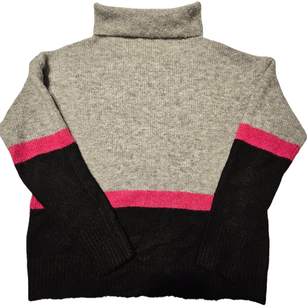 Karen Kane Turtleneck‎ Sweater Womens Small Gray Black Pink Color Block Knit
